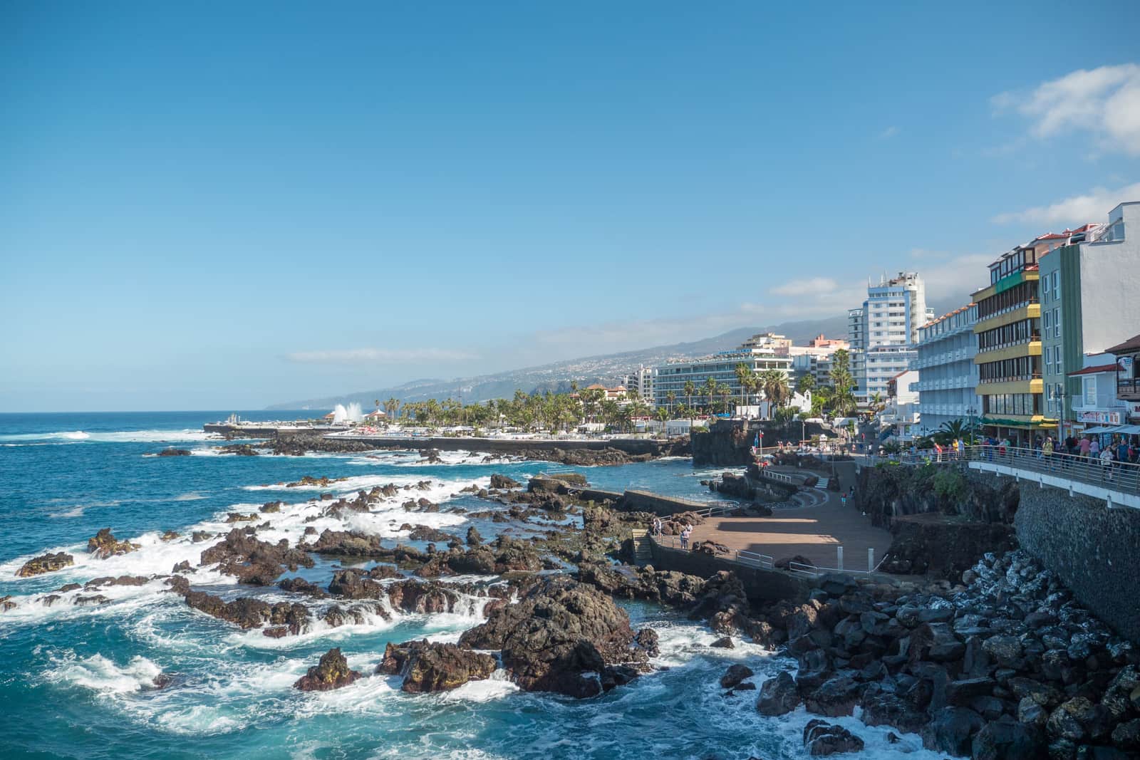 The rocky Atlantic coastline along the Puerto de la Cruz seafront