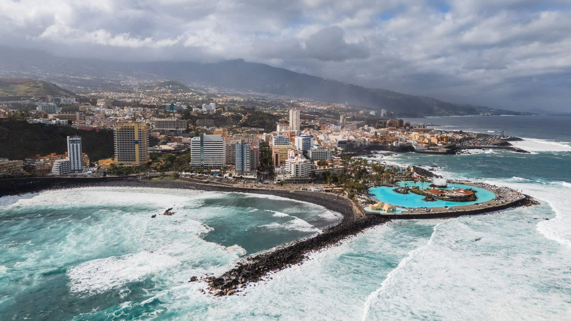 The sea pools and seafront of Puerto de la Cruz on the north coast